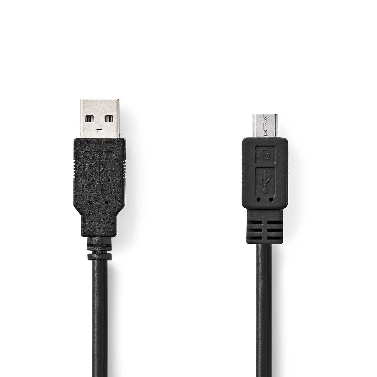 Nedis USB Cable | USB 2.0 | USB-A Male | USB Micro-B Male | 480 Mbps | Nickel Plated | 1.00 m | Round | PVC | Black | Box