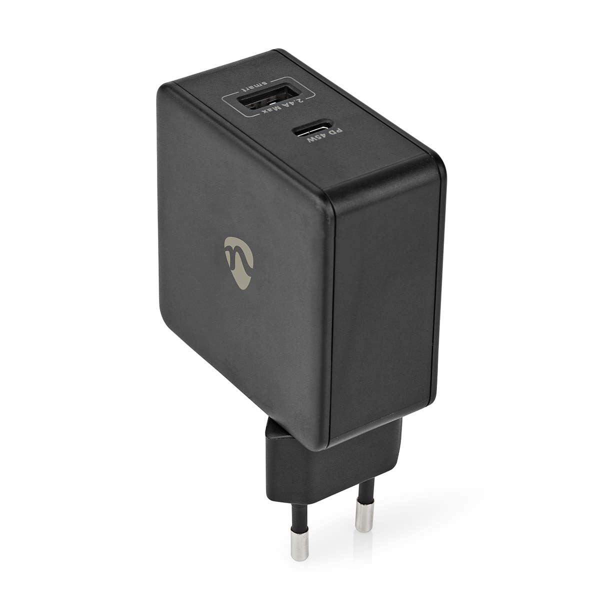 Nedis Wall Charger | 57 W | Quick charge feature | 2.25 / 2.4 / 3.0 A | Number of outputs: 2 | USB-A / USB-C™ | No Cable Included | Automatic Voltage Selection | Black