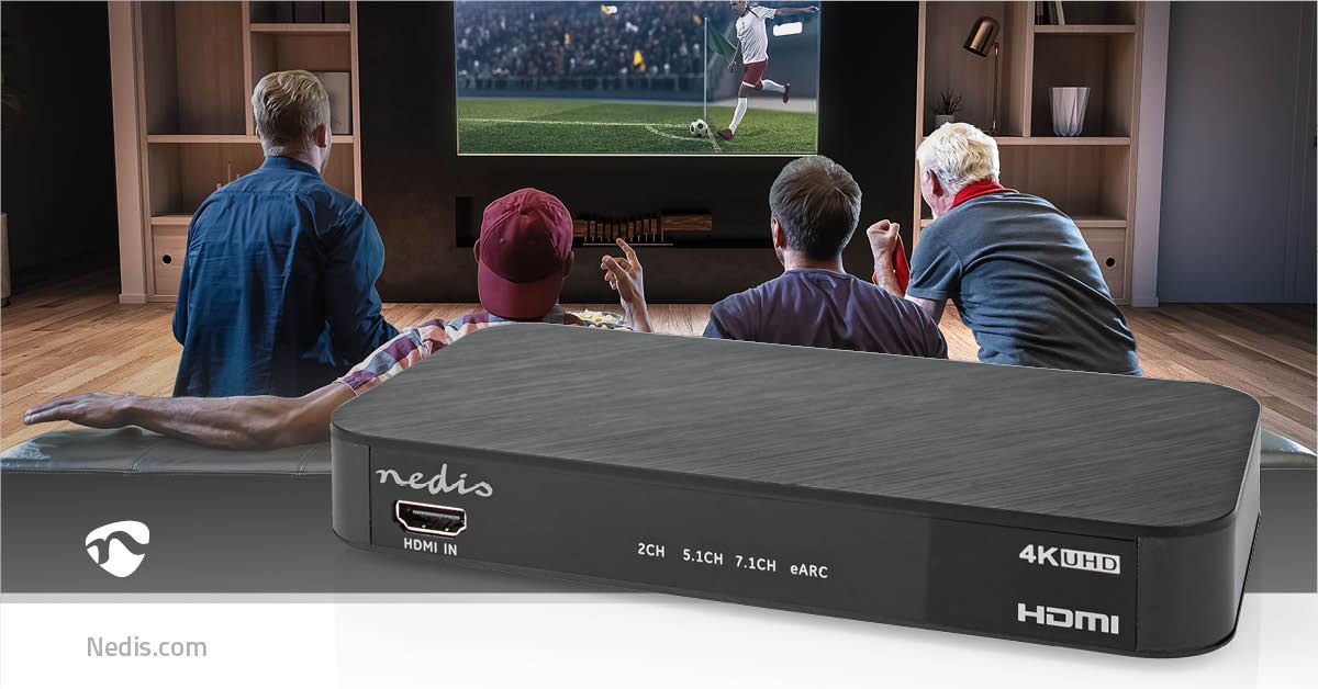 Nedis Digital Audio Converter | 2-way | Connection input: DC Power / 1x HDMI™ Input | Connection output: 1x 3.5 mm / 1x TosLink / 3x HDMI™ Output | Automatic / Push Button | Anthracite