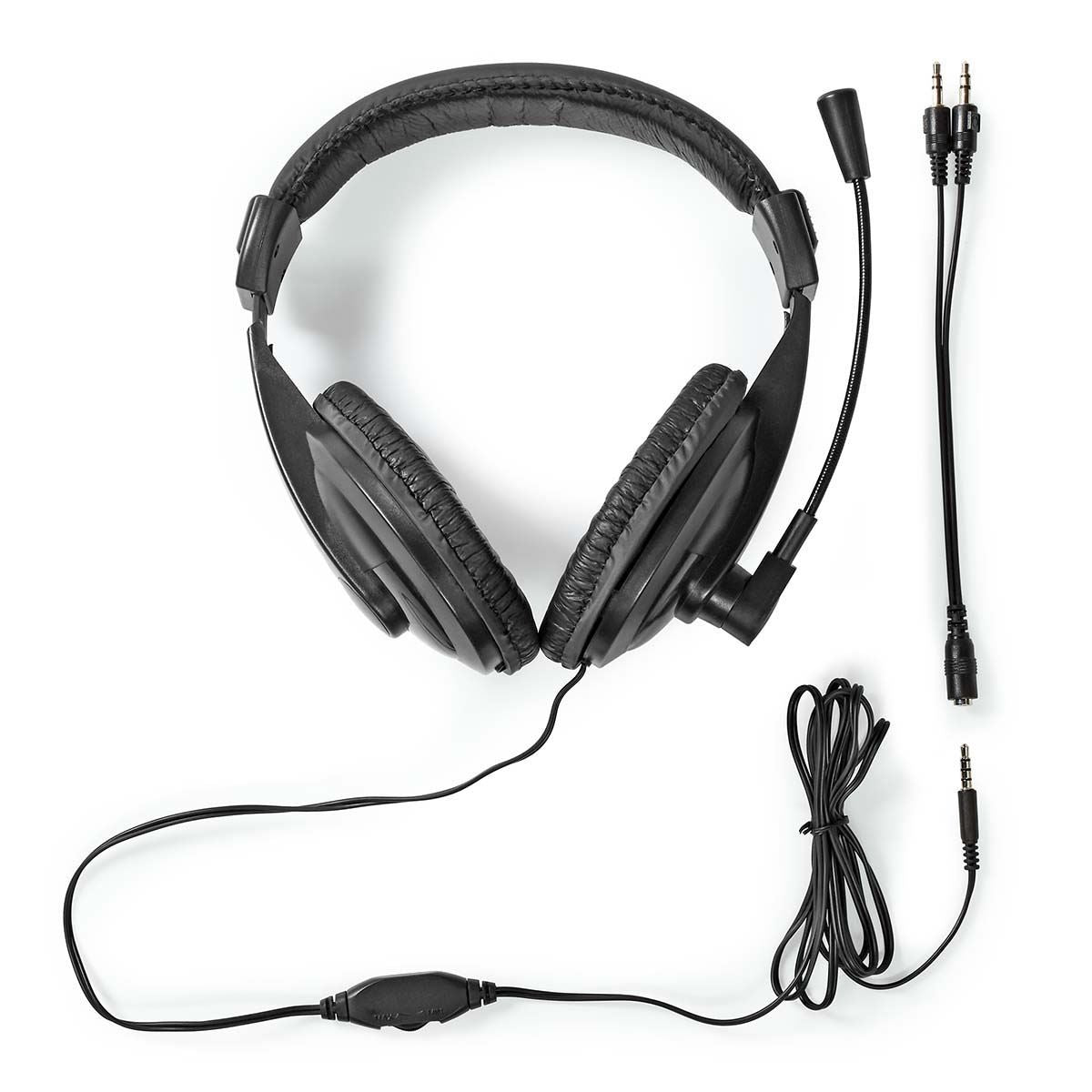 Nedis PC Headset | Over-Ear | Stereo | 1x 3.5 mm / 2x 3.5 mm | Fold-Away Microphone | Black