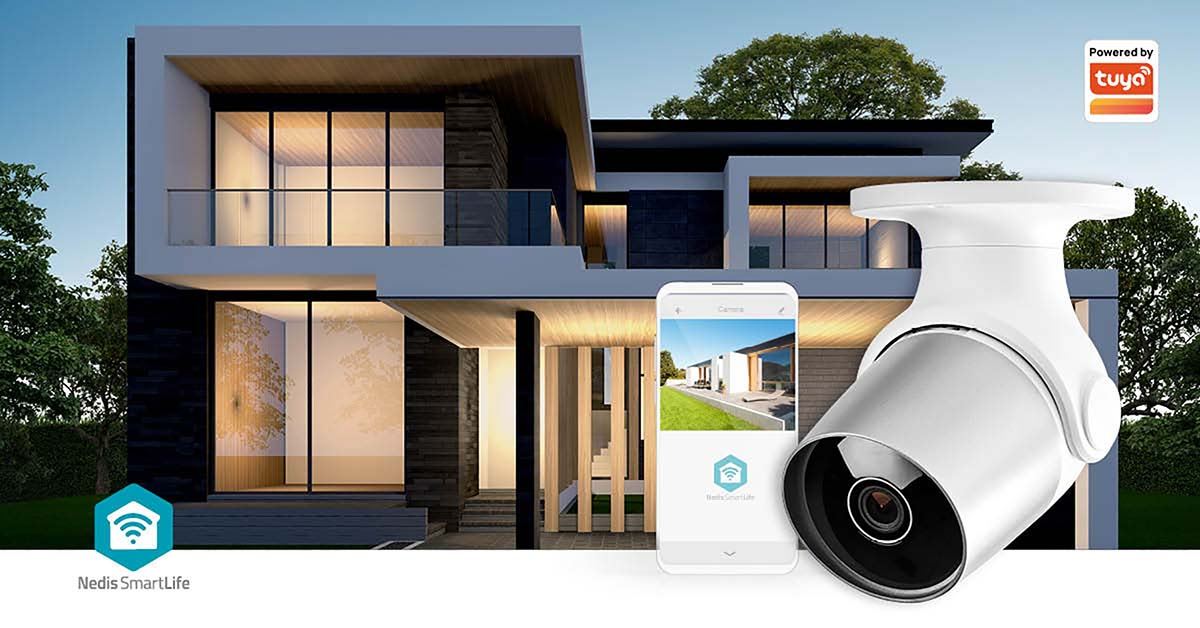 Nedis SmartLife Outdoor Camera | Wi-Fi | Full HD 1080p | IP65 | Cloud Storage (optional) / microSD (not included) | 12 V DC | With motion sensor | Night vision | Silver / White