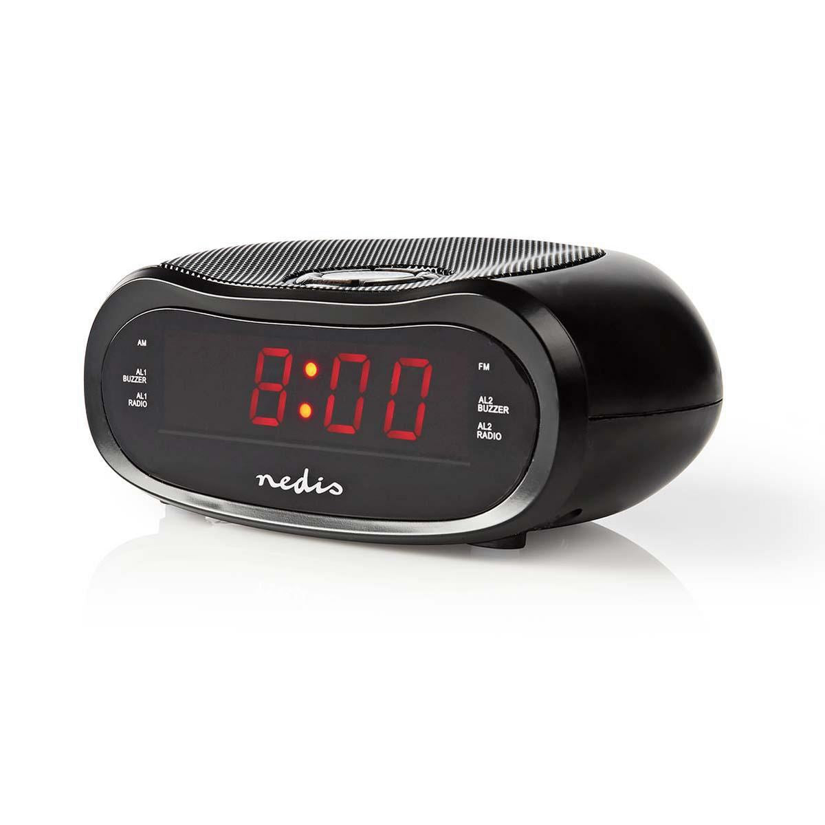 Nedis Digital Alarm Clock Radio | LED Display | AM / FM | Snooze function | Sleep timer | Number of alarms: 2 | Black