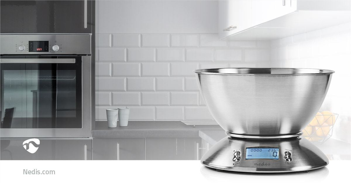 Nedis Kitchen Scales | Digital | Stainless Steel | Timer function | Thermometer function | Removable Bowl | Silver