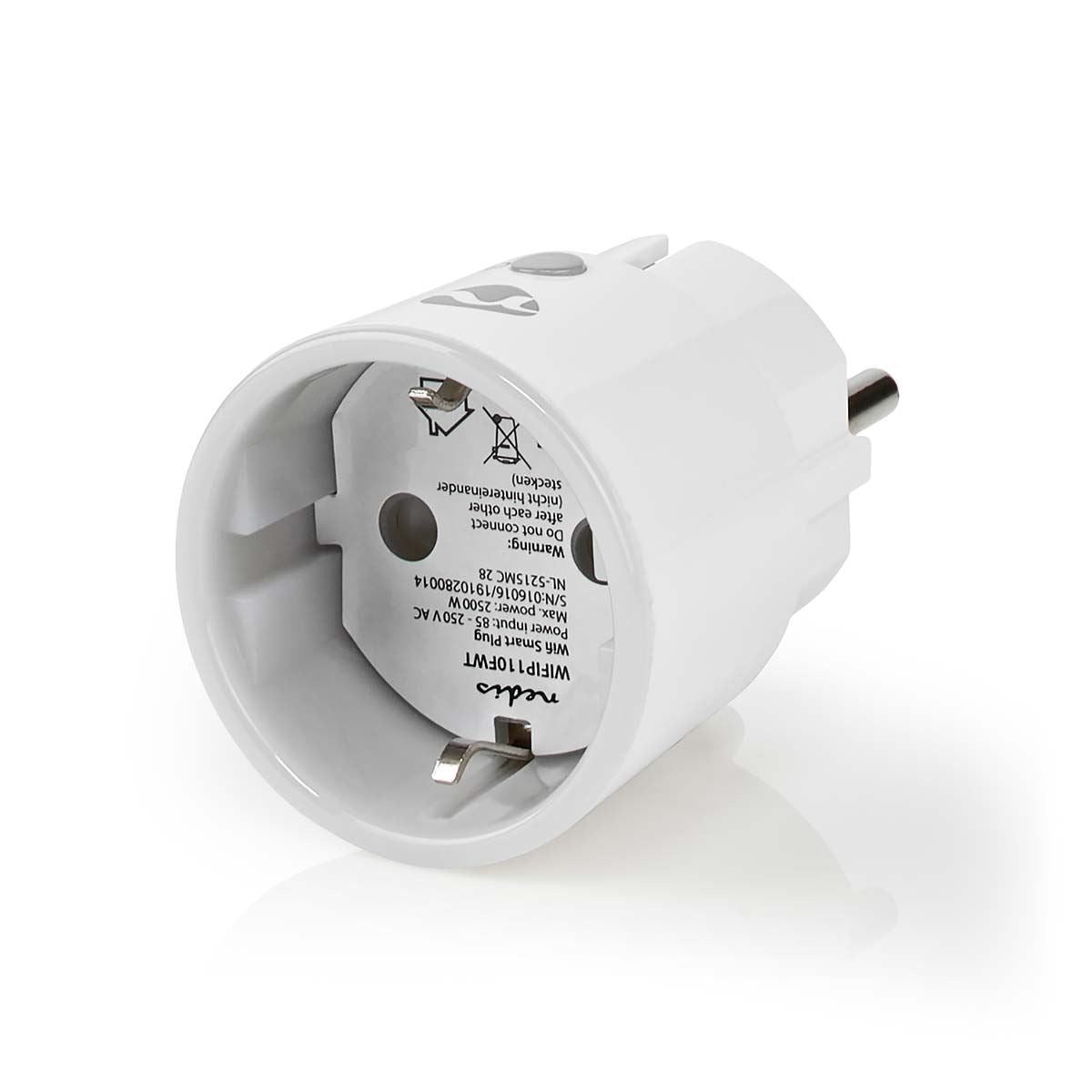 Nedis SmartLife Smart Plug | Wi-Fi | IP21 | Power meter | 2500 W | Plug with earth contact / Type F (CEE 7/7) | -10 - 40 °C | Android™ / IOS | White | 1 pcs