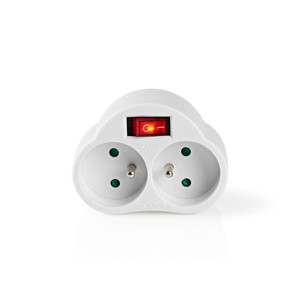 Nedis Power Socket Splitter | French / Type E (CEE 7/6) | 250 V AC 50/60 Hz | Type E (CEE 7/6) | 250 V AC 50/60 Hz | 16.0 A | 3500 W | On/Off switch | White