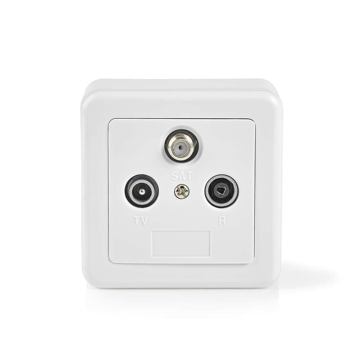 Nedis Antenna End Wall Box | 1x F-Connector Female / 1x IEC Connector Female / 1x IEC Connector Male | 75 Ohm | Return path | Silver / White