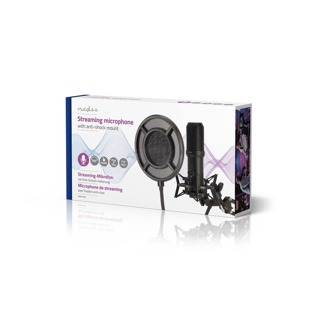 Nedis Streaming & Gaming Microphone | Used for: Desktop / Notebook | USB Type-A | On/Off switch | POP Filter