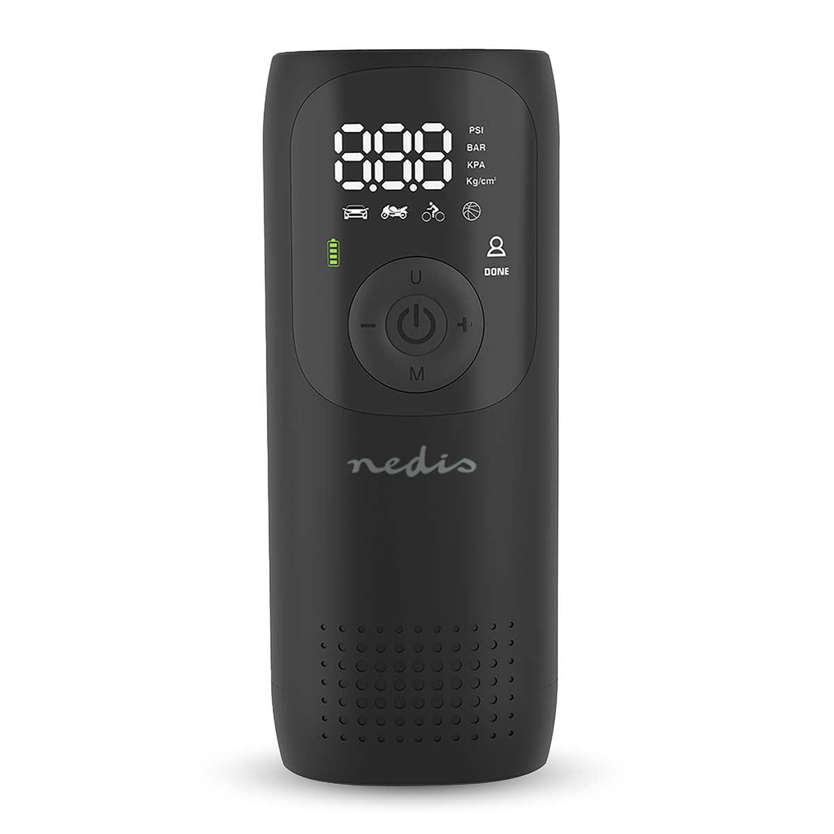 Nedis Rechargeable Air Compressor | 0.1 - 10.3 Bar | Dunlop Valve | Operation modes: Car / Motorbike / Bycicle / Ball | Yes | Air Pressure Meter