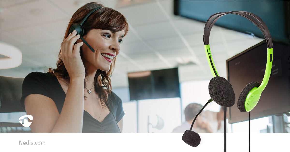 Nedis PC Headset | On-Ear | Stereo | 2x 3.5 mm | Fold-Away Microphone | Green