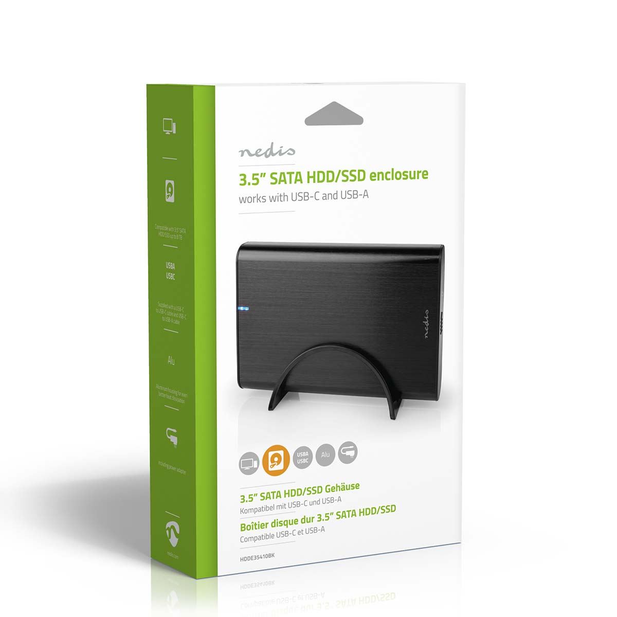 Nedis Hard Disk Enclosure | 3.5 " | USB 3.1 Gen1 | USB Type-A / USB Type-C™ | Notebook / PC | Aluminium