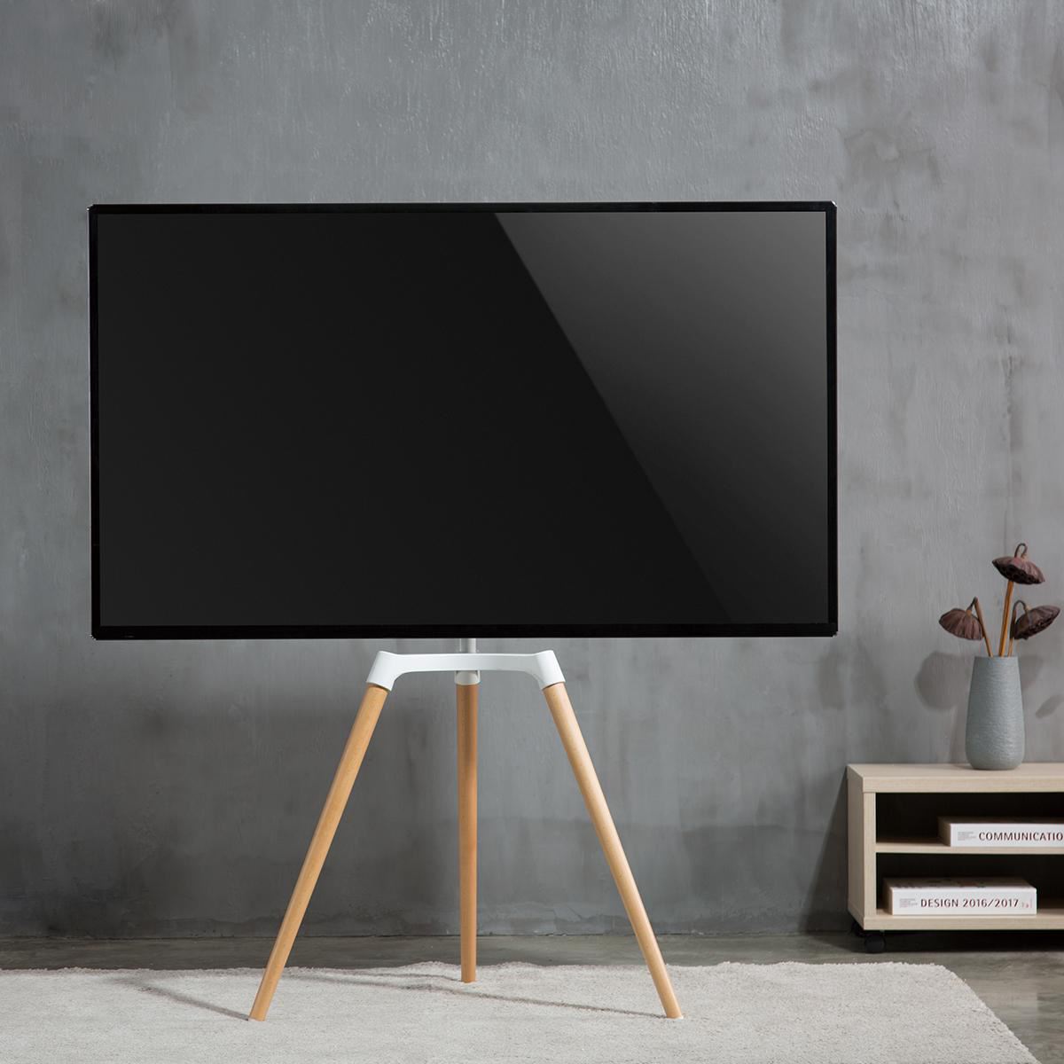 Nedis TV Floor Stand | 50 - 65 " | Maximum supported screen weight: 35 kg | Scandinavian Design | Rotatable | Anti-tip strap | Snap-lock | Aluminium / Steel | White