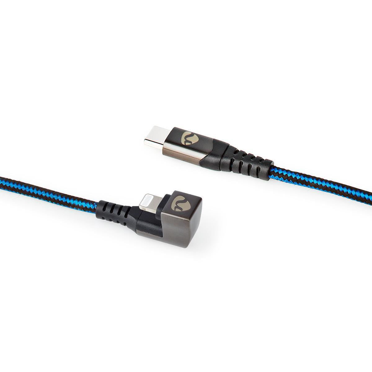 Nedis USB Cable | USB 2.0 | Apple Lightning 8-Pin | USB-C™ Male | 60 W | 480 Mbps | Nickel Plated | 2.00 m | Round | Braided / Nylon | Black / Blue | Cover Window Box