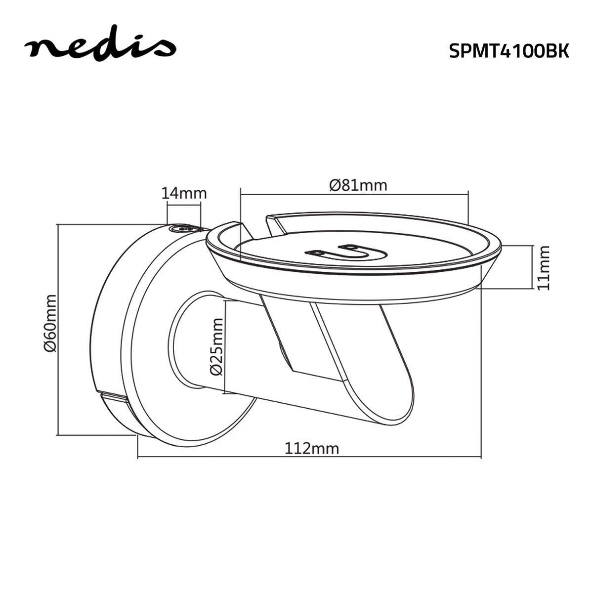 Nedis Speaker Mount | Compatible with: Google Home® | Wall | 2 kg | Fixed | Metal / Steel | Black