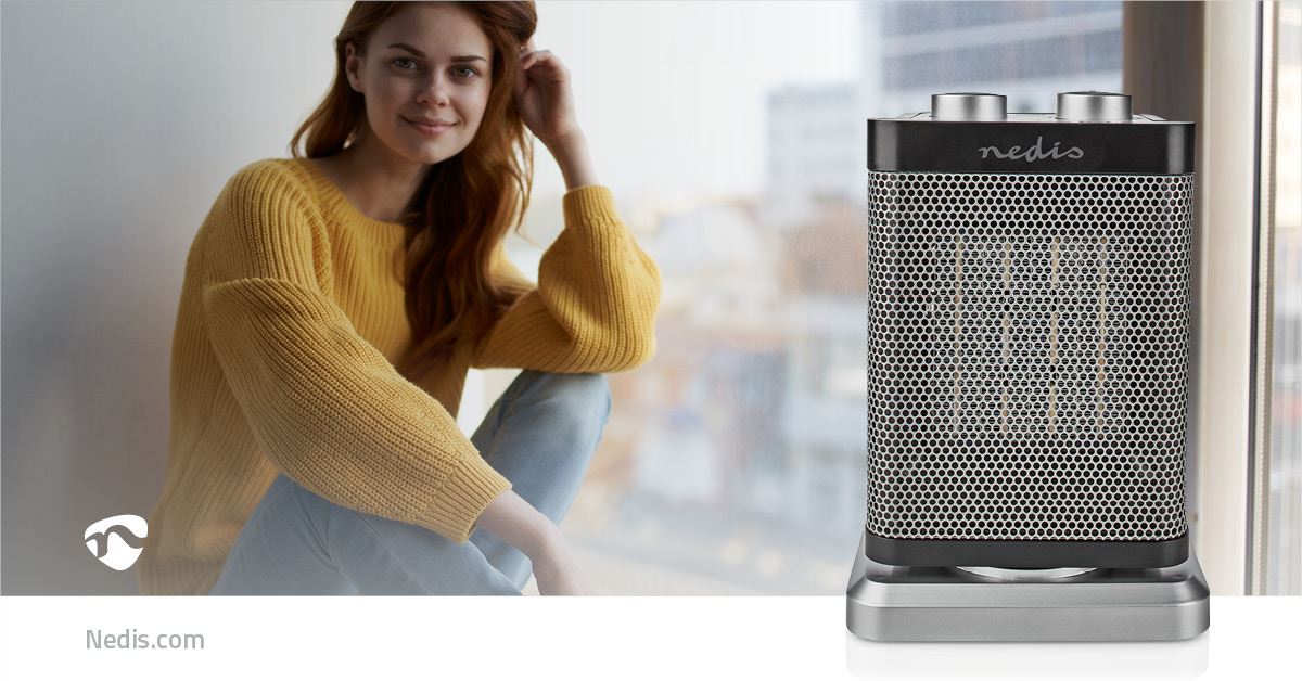 Nedis Ceramic PTC Fan Heater | 1000 / 1500 W | 2 Heat Modes | Adjustable thermostat | Rotates automatically | Overheating protection | Fall over protection