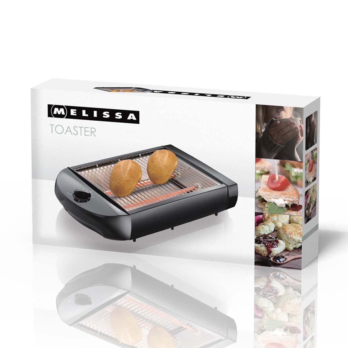 MELISSA Flat Bed Toaster | Removable Crumb Tray | Auto Off | Buzzer | 600W | Black