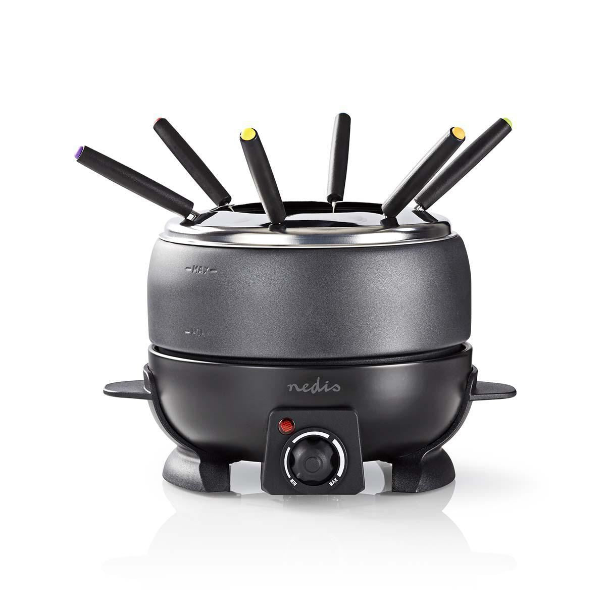 Nedis 2.3L Electric Fondue Set with 6 Forks and Adjustable Temperature