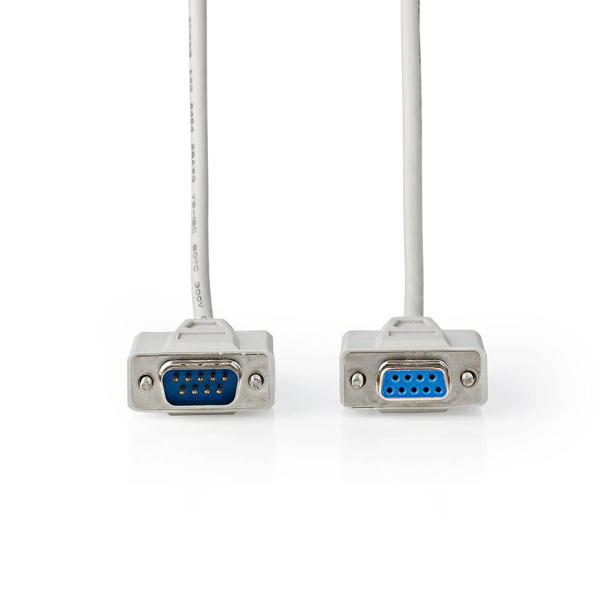 Nedis Serial Cable | D-SUB 9-Pin Male | D-SUB 9-Pin Female | Nickel Plated | 3.00 m | Round | PVC | Ivory | Label