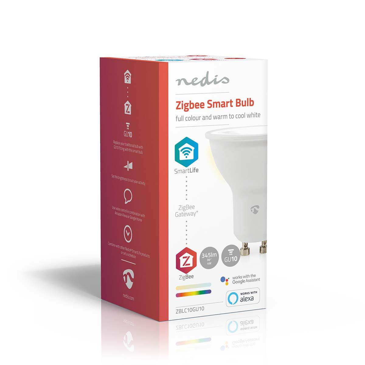 Nedis SmartLife Full Colour LED Bulb | Zigbee 3.0 | GU10 | 345 lm | 4.7 W | RGB / Warm to Cool White | 2200 - 6500 K | Android™ / IOS | Spot | 1 pcs