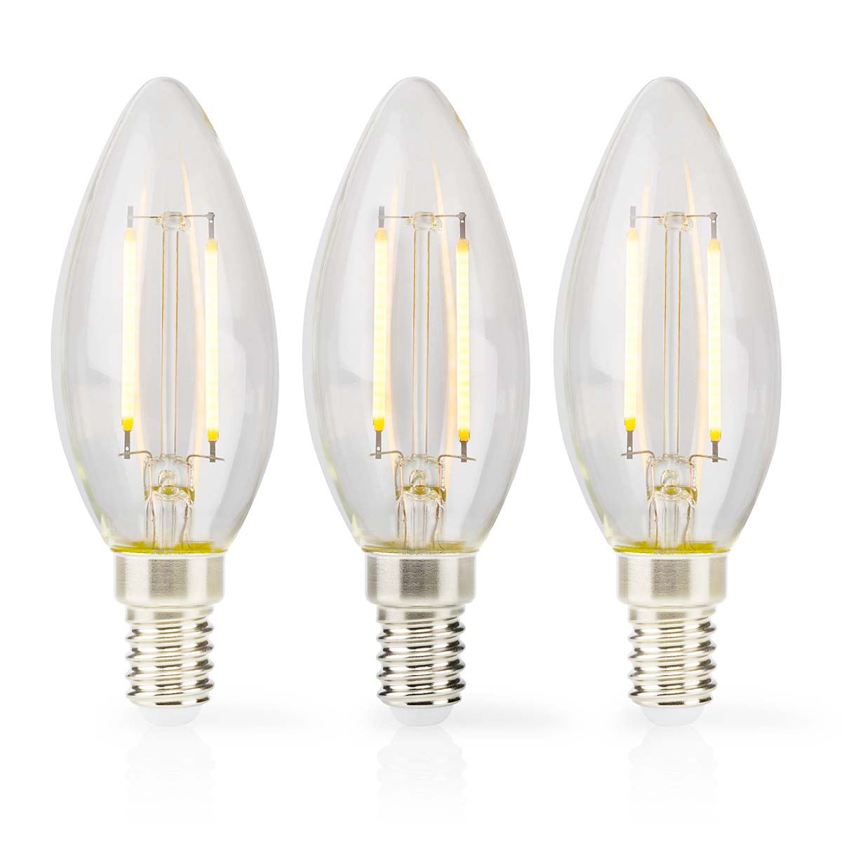 Nedis LED Filament Bulb E14 | Candle | 2 W | 250 lm | 2700 K | Warm White | Retro Style | 3 pcs | Clear
