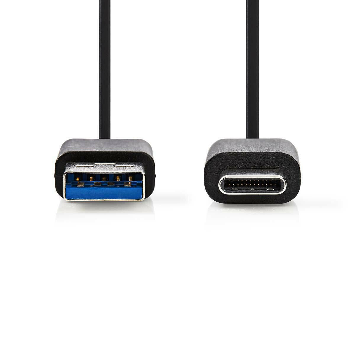 Nedis USB Cable | USB 3.2 Gen 1 | USB-A Male | USB-C™ Male | 15 W | 5 Gbps | Nickel Plated | 1.00 m | Round | PVC | Black | Label | 12.349.244