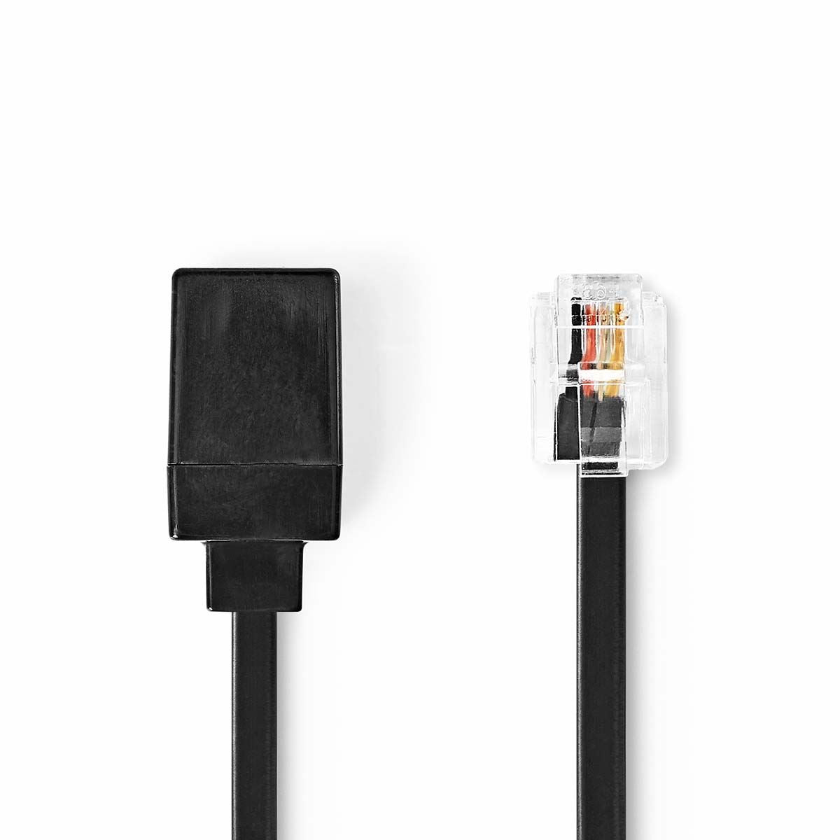 Nedis Telecom Extension Cable | RJ11 Male | RJ11 Female | 10.0 m | Cable design: Flat | Cable type: RJ11 | Black | Envelope