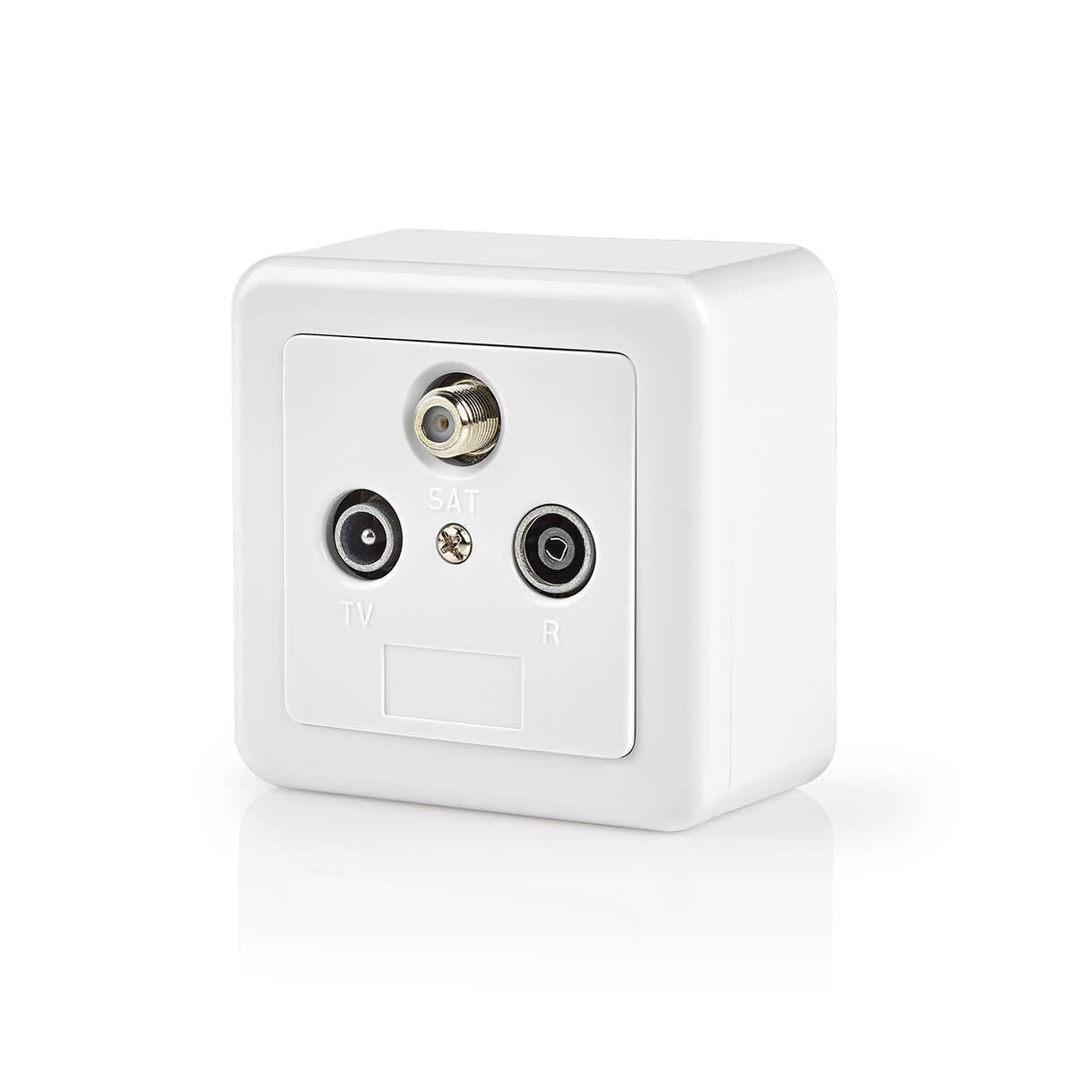 Nedis Antenna End Wall Box | 1x F-Connector Female / 1x IEC Connector Female / 1x IEC Connector Male | 75 Ohm | Return path | Silver / White