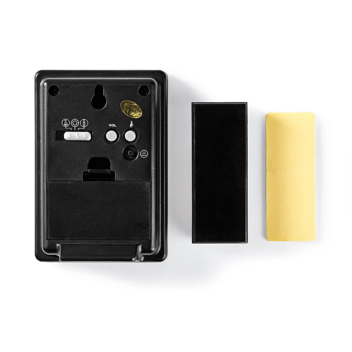 Nedis Wireless Doorbell Set | Battery Powered | 3 V DC | 1x CR2032 | Volume: 80 dB | Signal range: 300 m | IP44 | 36 Melodies | 1 Receiver | Black