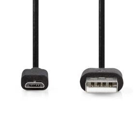 Nedis USB Cable | USB 2.0 | USB-A Male | USB Micro-B Male | 10 W | 480 Mbps | Nickel Plated | 3.00 m | Round | PVC | Black | Label