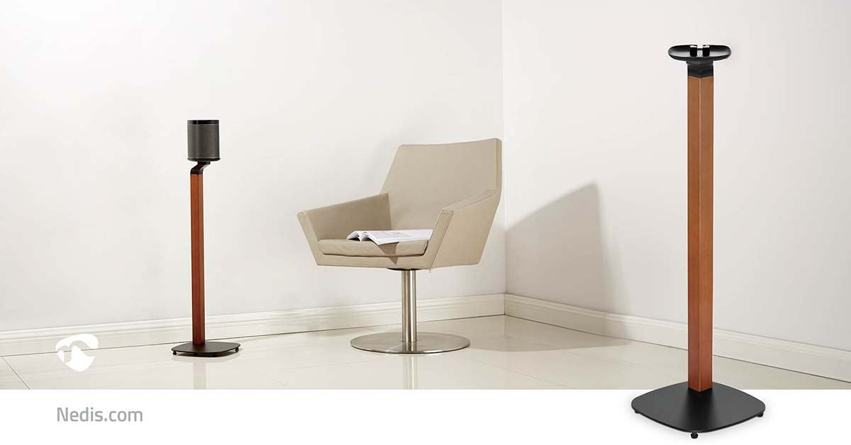 Nedis Speaker Mount | Compatible with: Sonos® One SL™ / Sonos® One™ / Sonos® PLAY:1™ | Stand | 10 kg | Fixed | Metal / Wood | Black / Brown