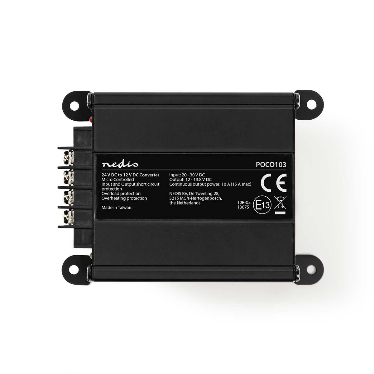 Nedis Power Converter | Car Powered | 24 V DC | 12 V DC | 120 W | Screw Terminal | Equipped with a fuse | Black