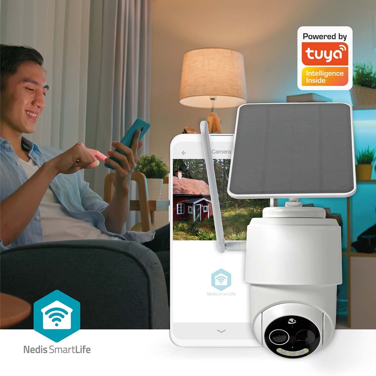 Nedis SmartLife Outdoor Camera | 4G | Full HD 1080p | Pan tilt | IP65 | Cloud Storage (optional) / microSD (not included) | 5 V DC | With motion sensor | Night vision | White