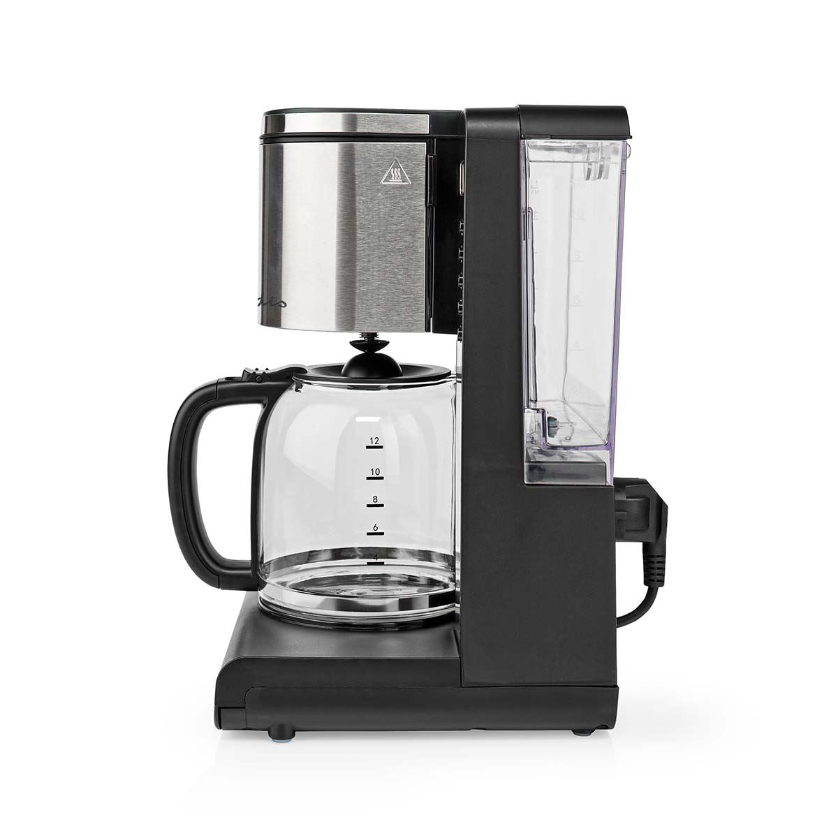 Nedis Coffee Maker | Filter Coffee | 1.5 l | 12 Cups | Keep warm feature | Switch on timer | LCD display | Clock function | Aluminium / Black