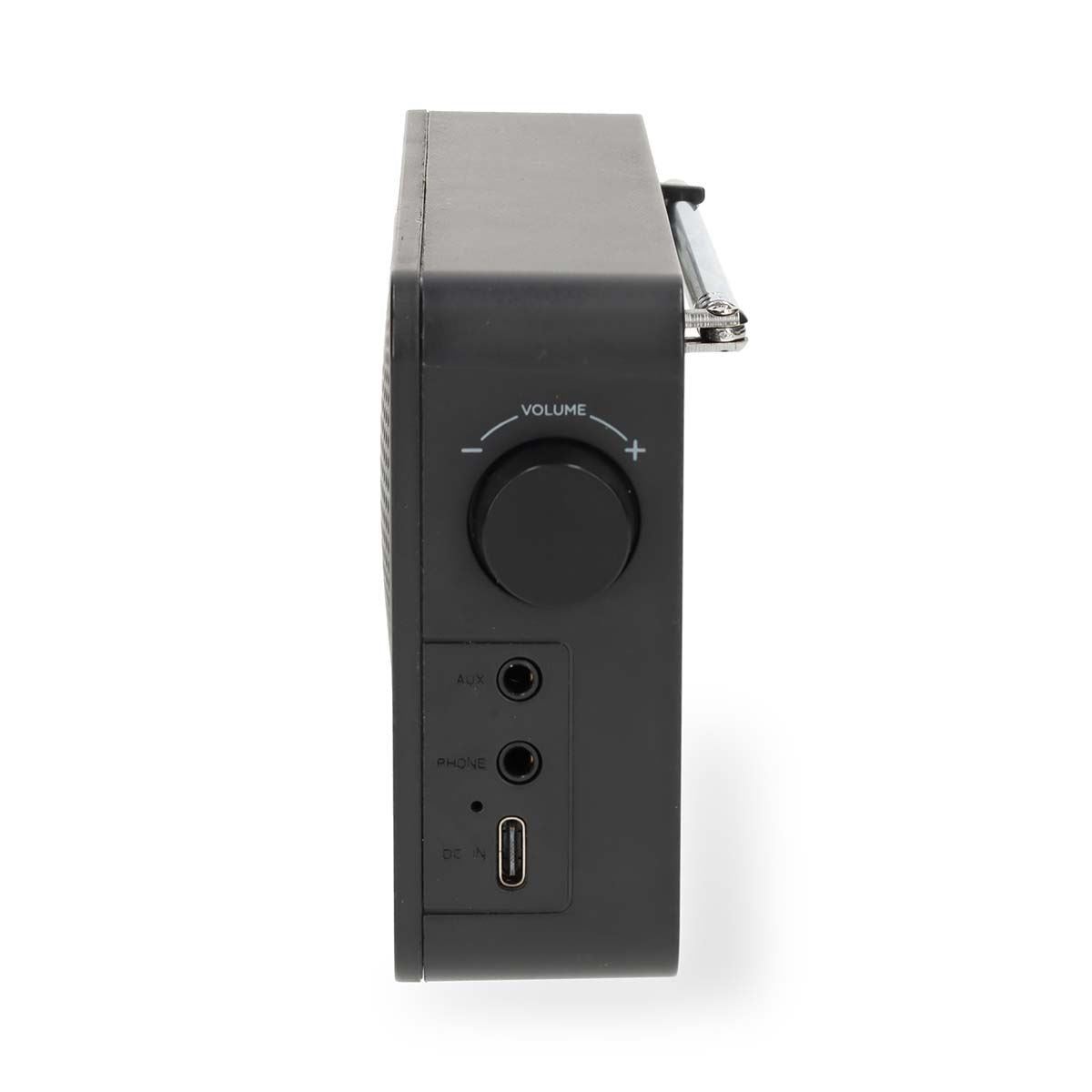 Nedis FM Radio | Portable Design | FM | Battery Powered / USB Powered | Digital | 2 W | Screen size: 1.77 " | Black White Screen | Bluetooth® | Headphone output | Alarm clock | Black