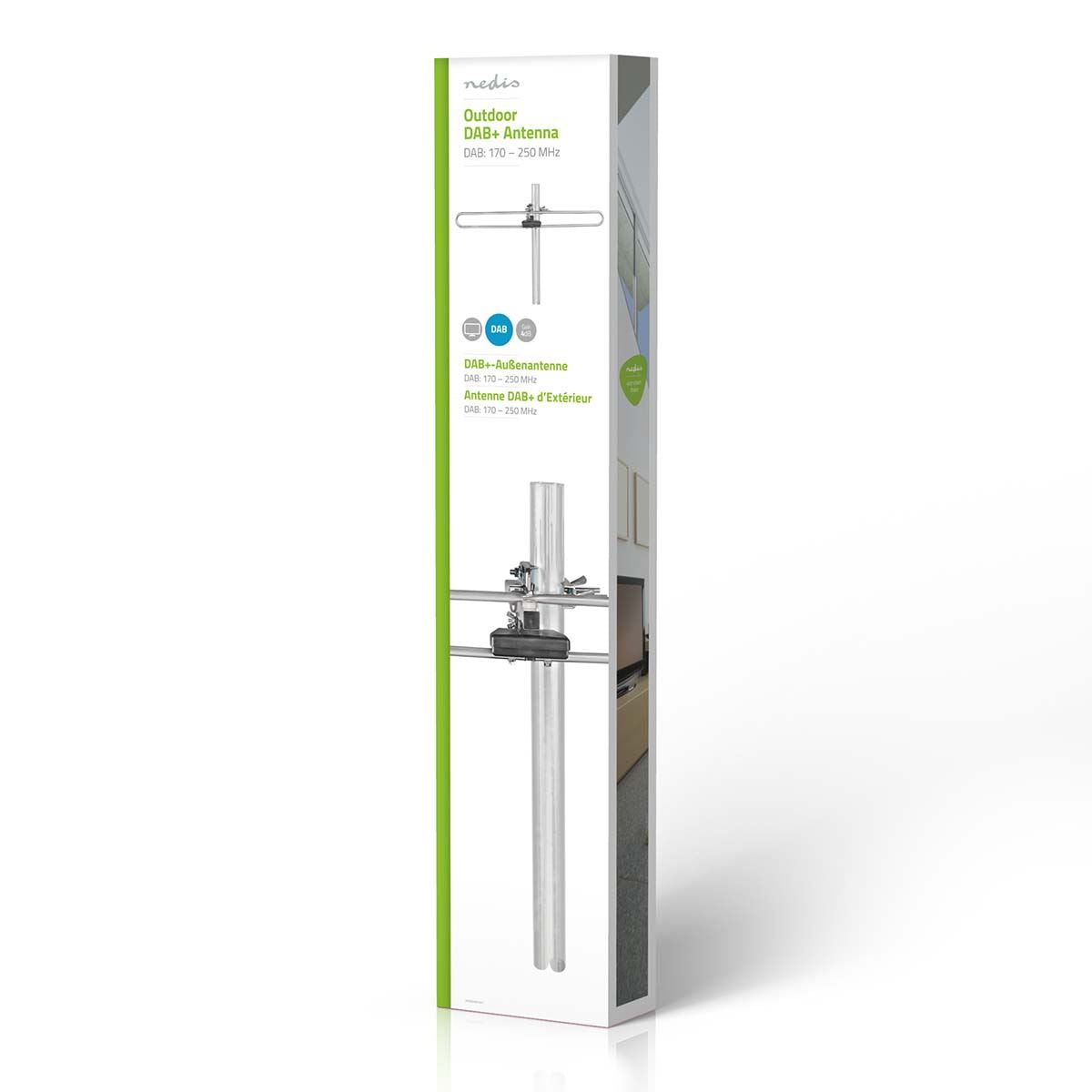Nedis Outdoor DAB+ Antenna | Passive | Reception range: 0-50 km | Gain: 4 dB | Aluminium