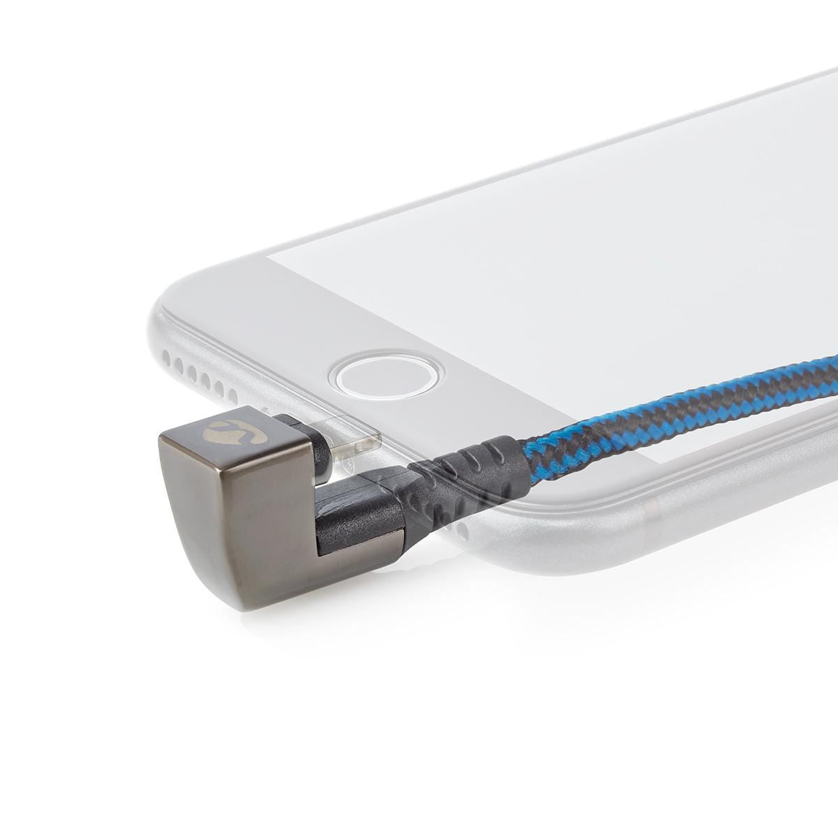 Nedis USB Cable | USB 2.0 | Apple Lightning 8-Pin | USB-C™ Male | 60 W | 480 Mbps | Nickel Plated | 2.00 m | Round | Braided / Nylon | Black / Blue | Cover Window Box