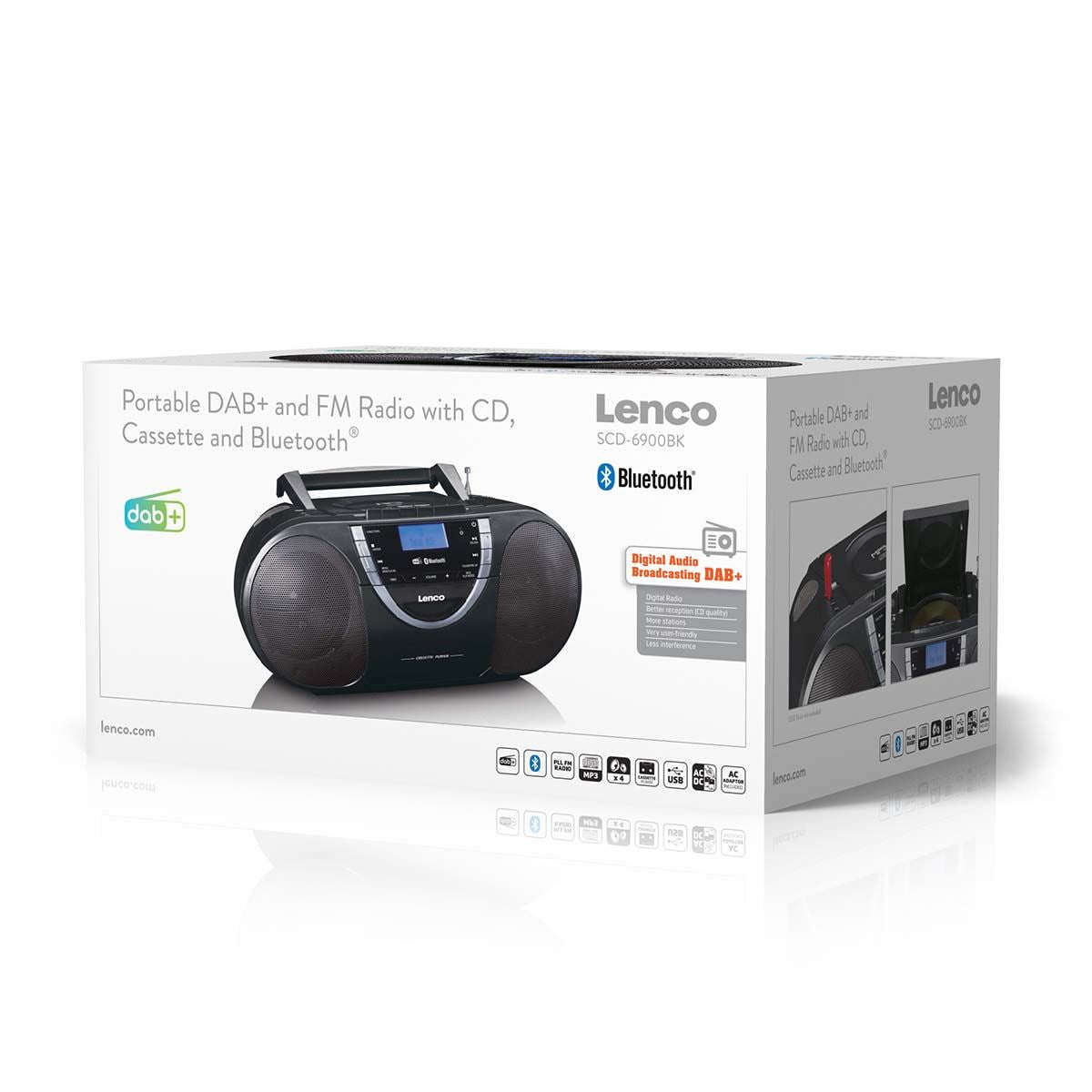 Lenco Portable DAB+ and FM Radio with CD Cassette and Bluetooth Black