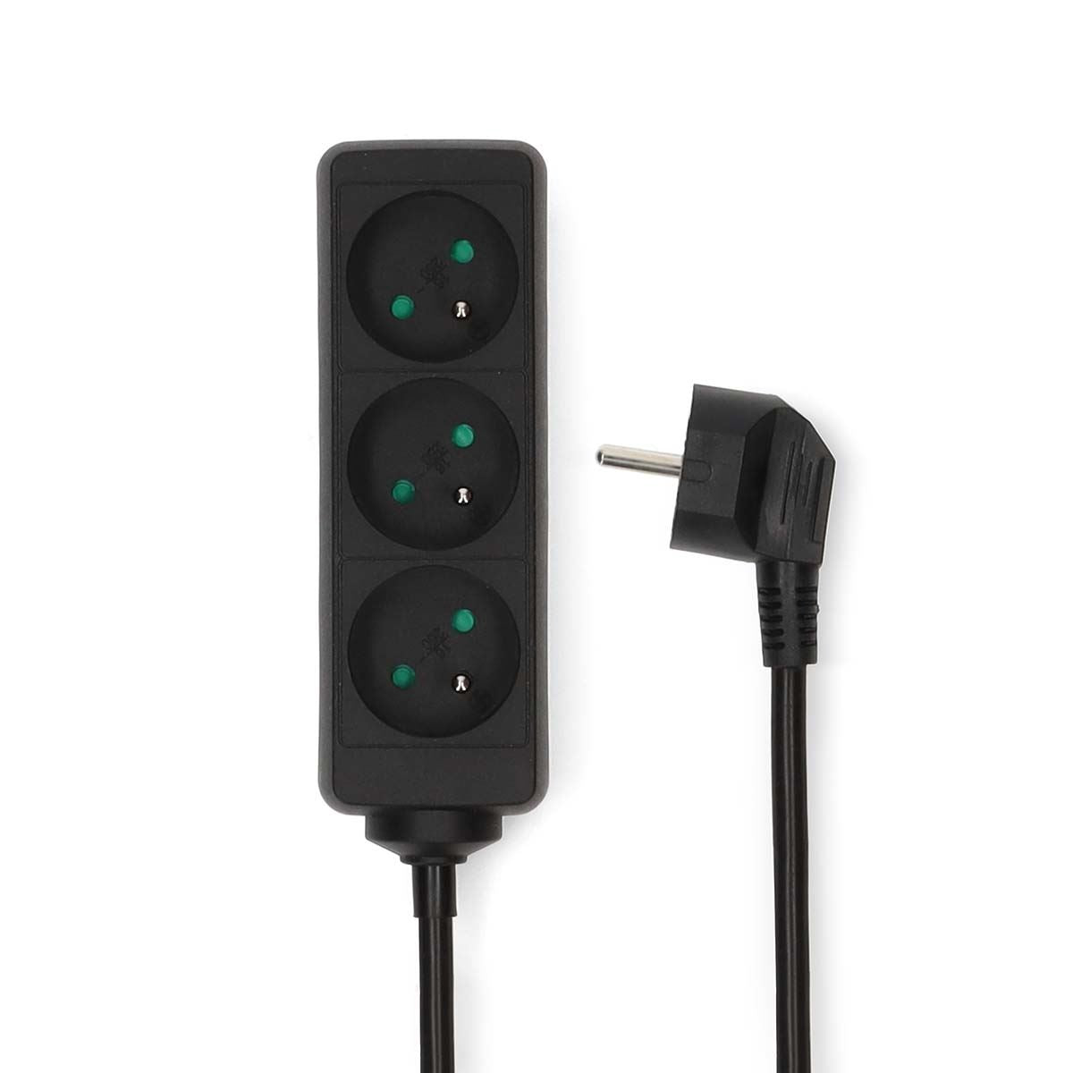Nedis Extension Socket | Type E (CEE 7/6) | 3-Way | 3.00 m | 3680 W | 16 A | Kind of grounding: Pin Earth | 230 V AC 50/60 Hz | Socket angle: 45 ° | H05VV-F 3G1.5mm² | Black