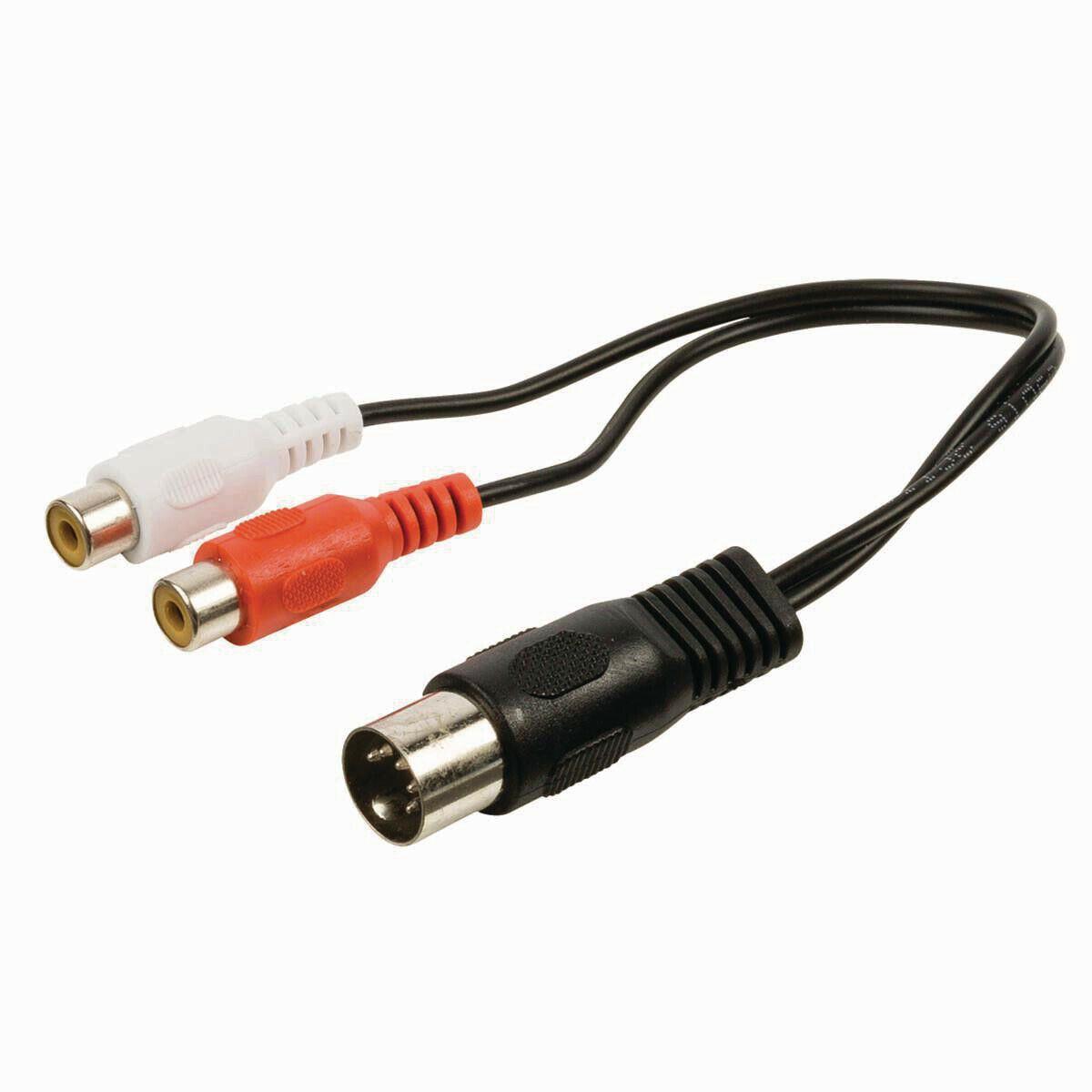 Nedis DIN Audio Cable | DIN 5-Pin Male | 2x RCA Female | Nickel Plated | 0.20 m | Round | PVC | Black | Label