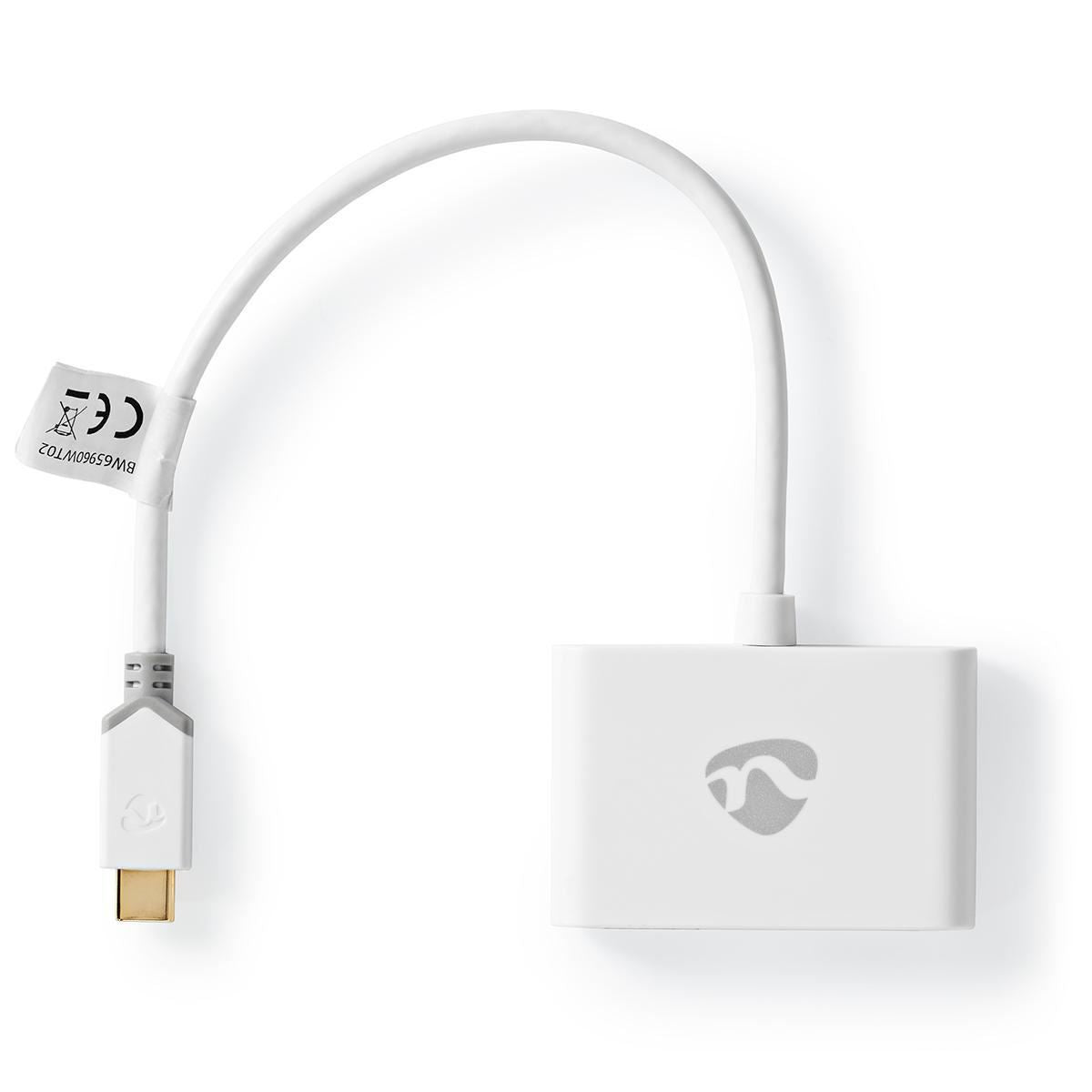 Nedis USB Multi-Port Adapter | USB 3.1 Gen1 | USB-C™ Male | 2x USB-A | 1000 Mbps | 0.20 m | Round | Gold Plated | PVC | White | Window Box