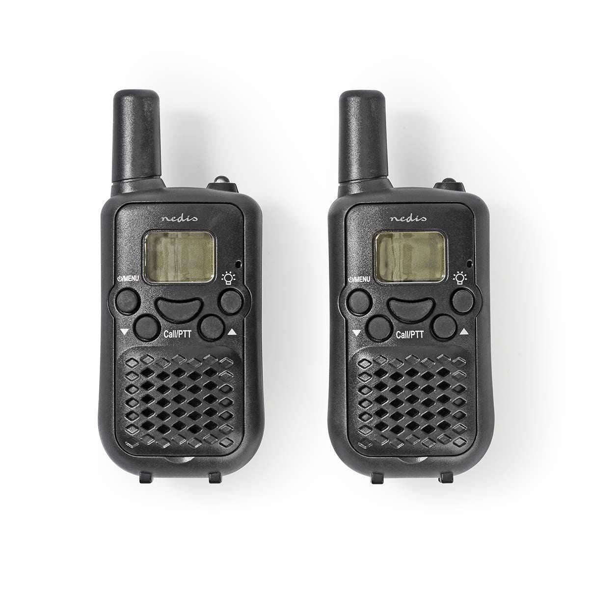 Nedis Walkie-Talkie Set | 2 Handsets | Up to 5 km | Frequency channels: 8 | PTT / VOX | up to 2.5 Hours | Black