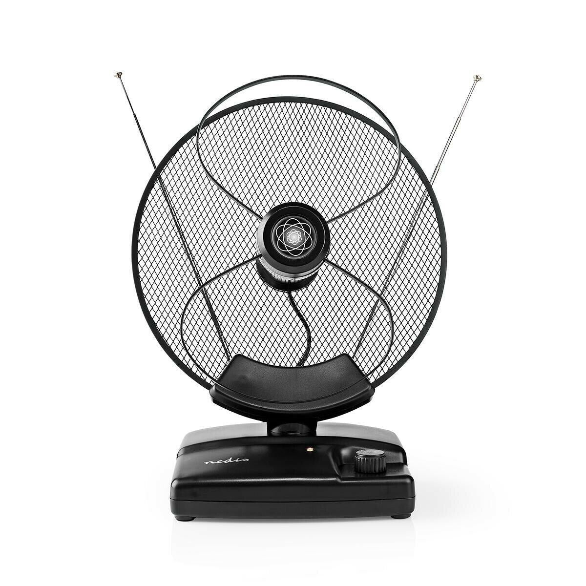 Nedis Indoor HDTV Antenna | Active | FM / UHF / VHF | Reception range: 0-25 km | LTE700 | Gain: 36 dB | Gain control | ABS | Black