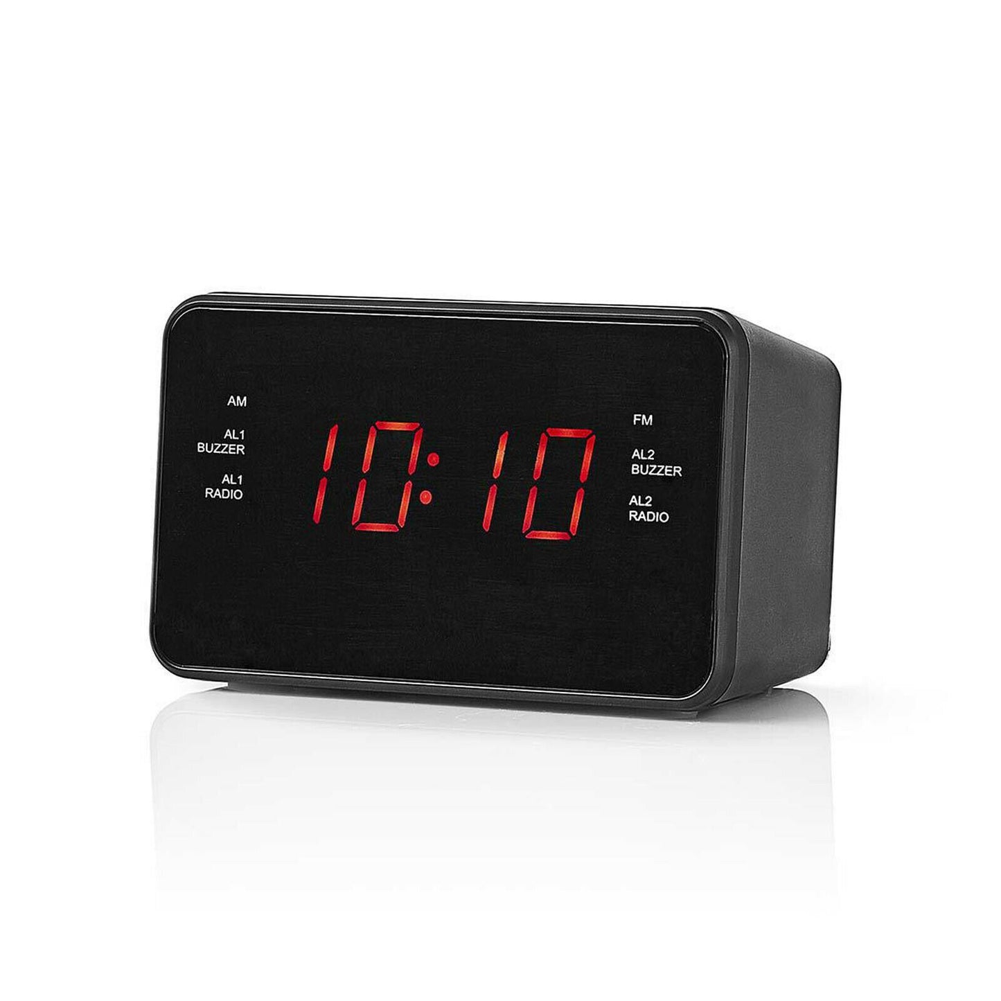 Nedis Digital Alarm Clock Radio | LED Display | 1x 3.5 mm Audio Input | Time projection | AM / FM | Snooze function | Sleep timer | Number of alarms: 2 | Black