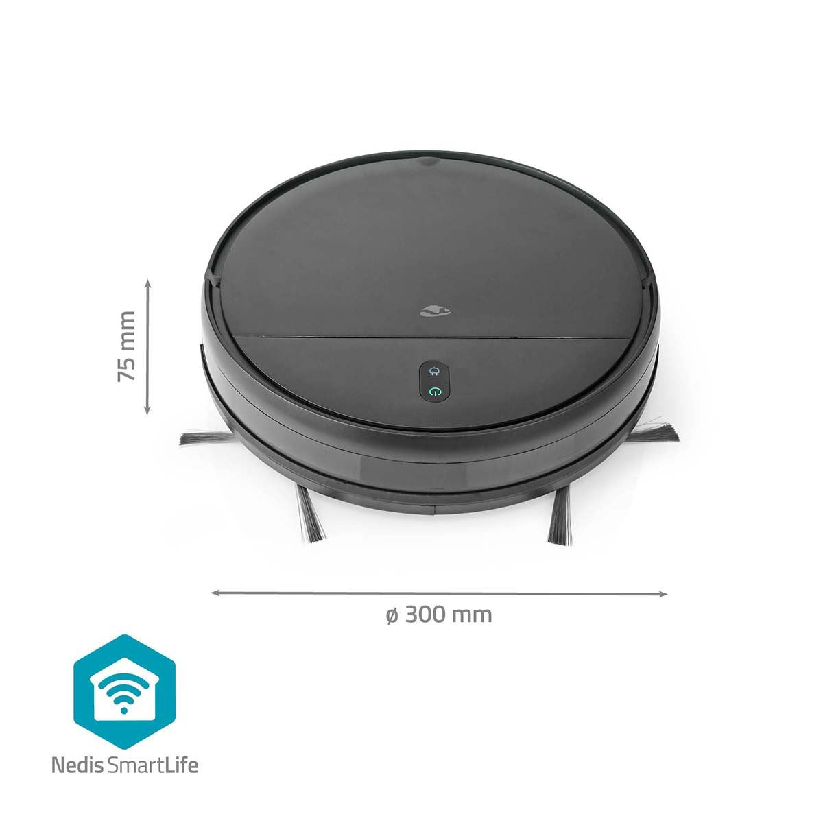 Nedis SmartLife Robot Vacuum Cleaner | Random | Wi-Fi | Capacity collection reservoir: 0.2 l | Automatic charging | Maximum operating time: 1.8 hrs | Black | Android™ / IOS