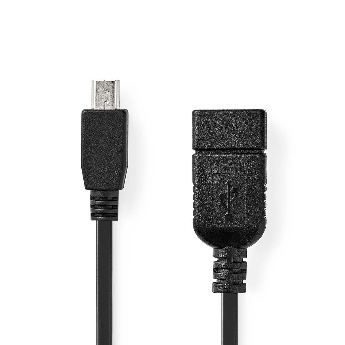 Nedis USB Micro-B Adapter | USB 2.0 | Mini 5-Pin Male | USB-A Female | 480 Mbps | OTG | 0.20 m | Flat | Nickel Plated | PVC | Black | Polybag