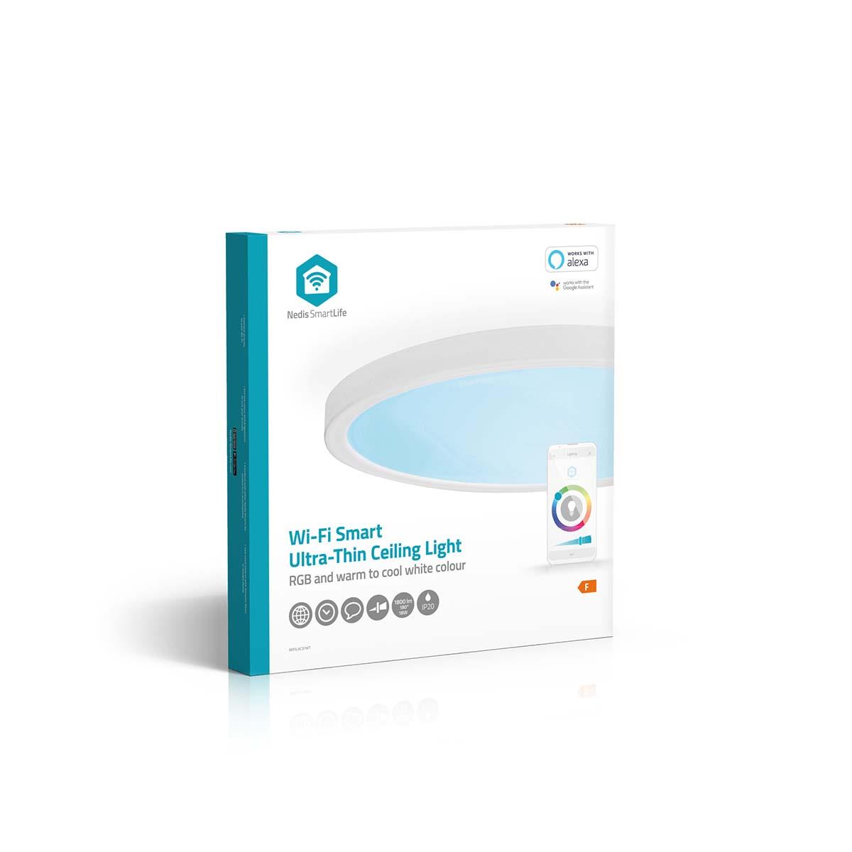 Nedis SmartLife Ceiling Light | Wi-Fi | RGB / Warm to Cool White | Round | Diameter: 290 mm | 1800 lm | 2700 - 6500 K | IP20 | Energy class: F | Android™ / IOS