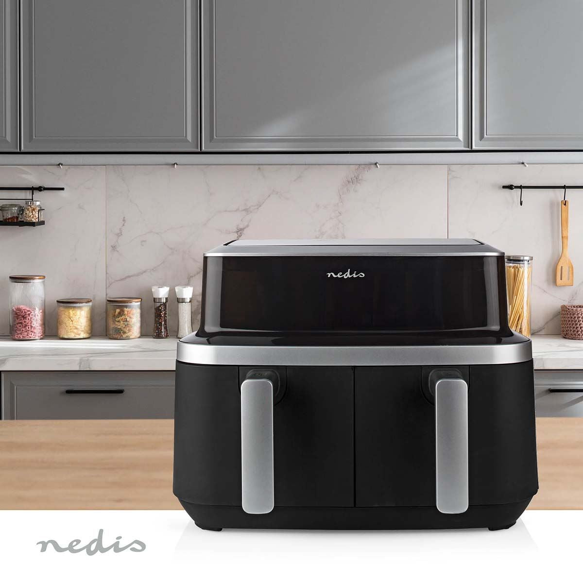 Nedis Hot Air Fryer | 2x4.2 l | Timer: 60 min | Number of preset programs: 10 | Digital
