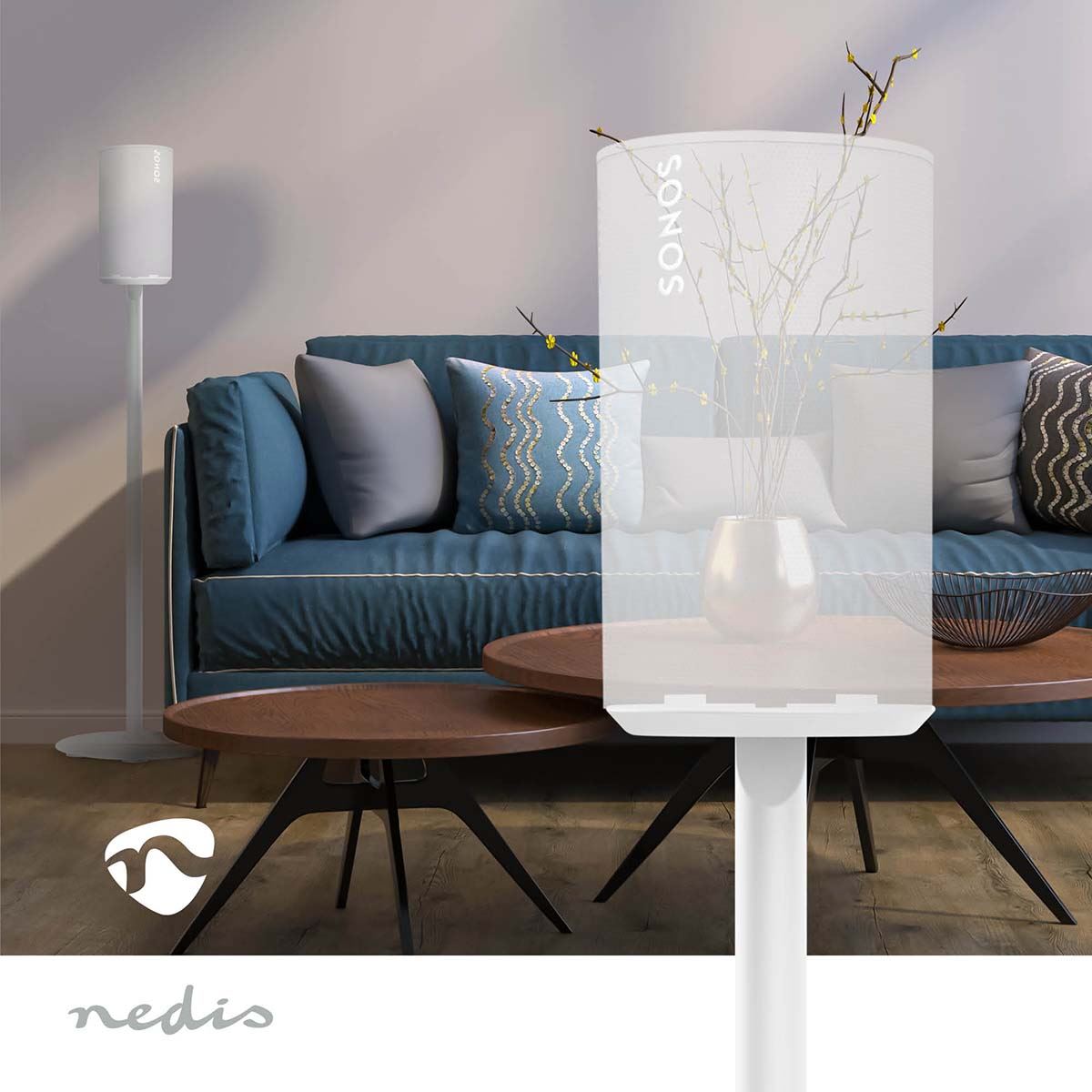 Nedis Speaker Mount | Compatible with: Sonos® Era100 | Stand | 3 kg | Fixed | ABS / Metal | White