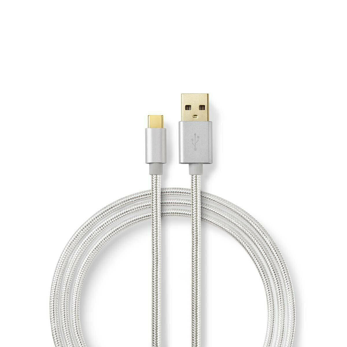 Nedis USB Cable | USB 2.0 | USB-A Male | USB-C™ Male | 15 W | 480 Mbps | Gold Plated | 2.00 m | Round | Braided / Nylon | Aluminium | Cover Window Box