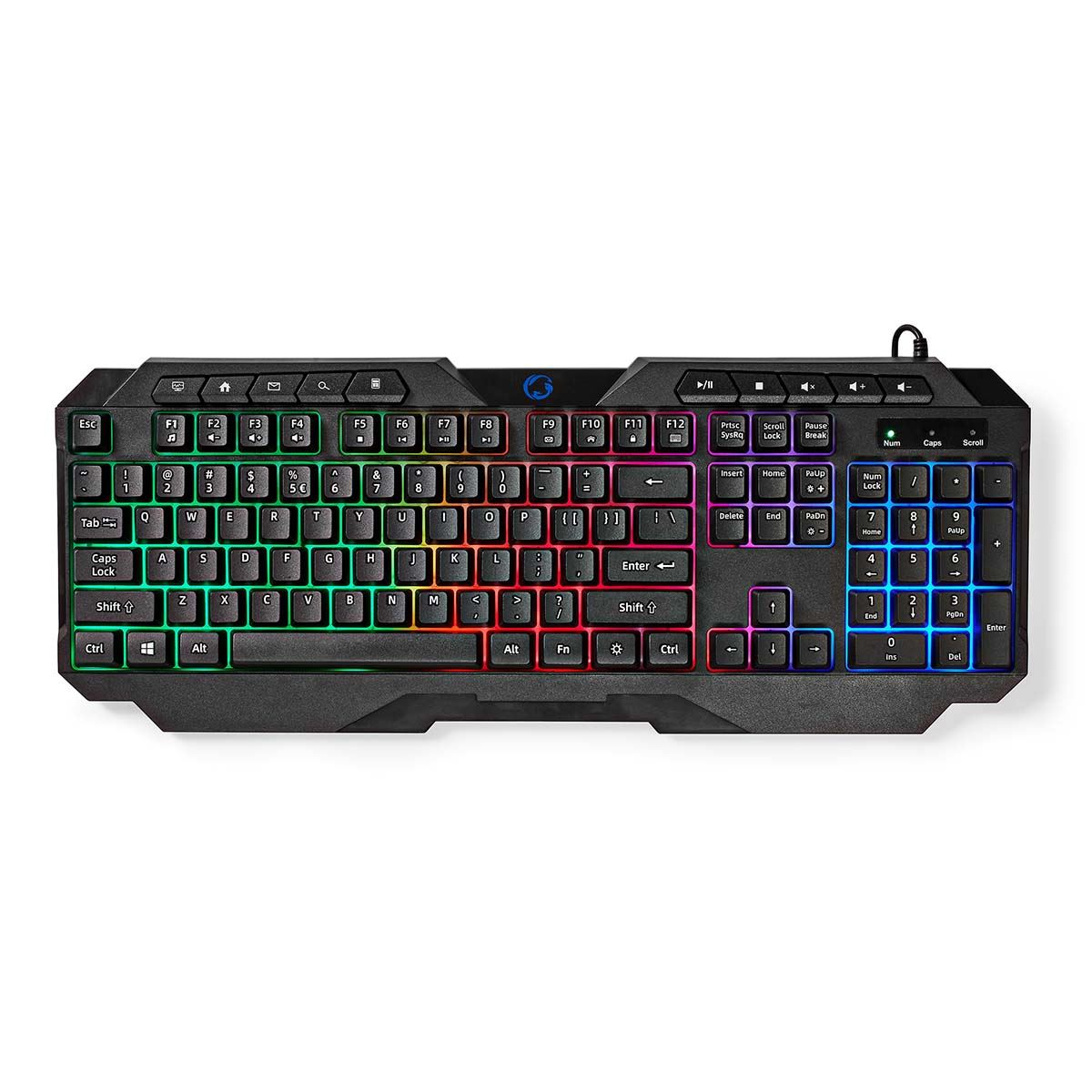 Nedis Wired Gaming Keyboard | USB Type-A | Membrane Keys | LED | QWERTY | US Layout | USB Powered | Power cable length: 1.30 m | Multimedia