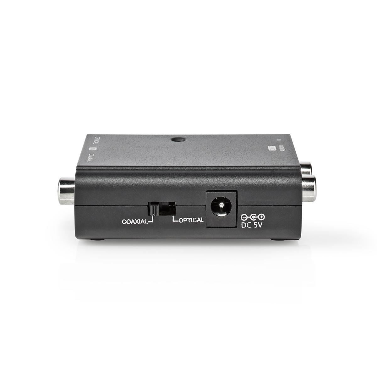 Nedis Digital Audio Converter | 2-way | Connection input: 1x S/PDIF (RCA) Female / 1x TosLink Female | Connection output: 2x RCA Male | ARC | Manual | Black